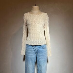 Natural Life Cream Textured Long Sleeve Top